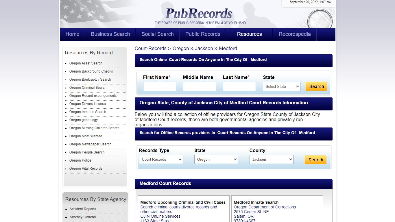 Medford, Jackson County, Oregon Court Records - Pubrecords.com